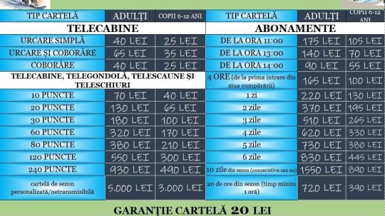 Tarife mai mari pentru transportul pe cablu în noul sezon de schi din Poiana Brașov