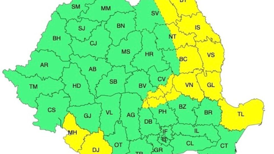 COD GALBEN de ninsori, vânt și viscol, în zona montană a județului Brașov