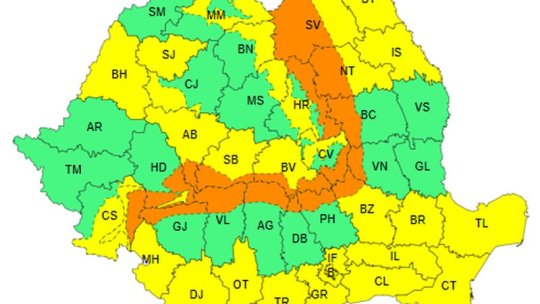 Cod portocaliu de viscol puternic în zona montană a județului Brașov