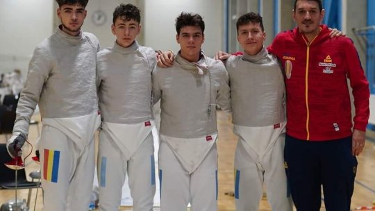 Echipa masculină de sabie a României, medaliată cu aur la Europenele de juniori