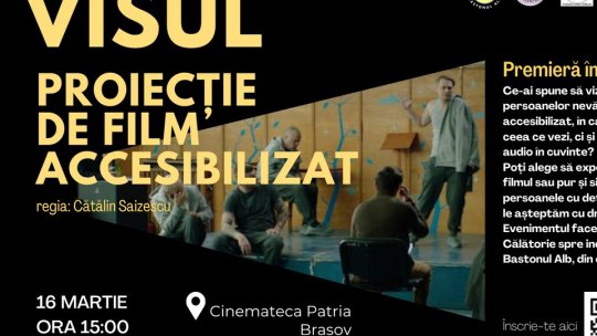 Visul " proiecție de film pentru nevăzători. Cei care văd pot asculta pelicula legați la ochi