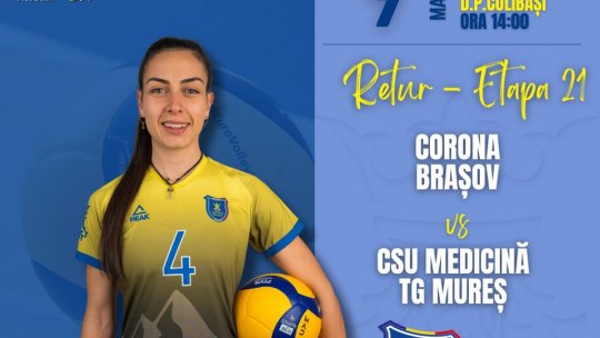 Volei feminin: Corona - CSU Târgu Mureș, sâmbătă, în Sala Sporturilor