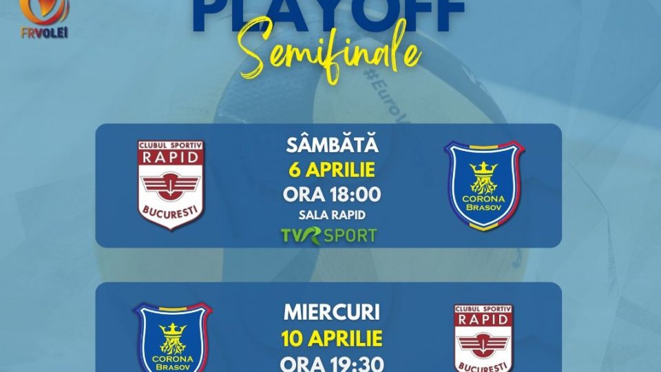 Volei masculin: Corona debutează mâine în semifinala cu Rapid