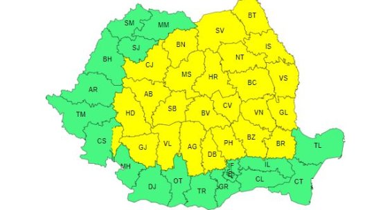 Codul galben de instabilitate atmosferică a fost extins de ANM în aproape toată țara!