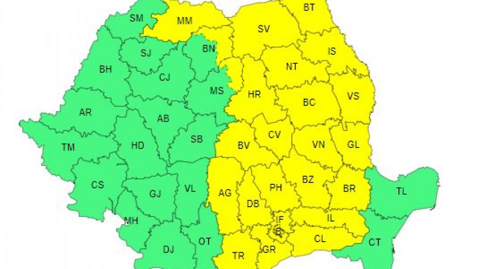 COD GALBEN de instabilitate atmosferică în jumătate de țară