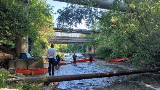 Barieră plutitoare, pentru deșeuri, pe pârâul Ghimbășel
