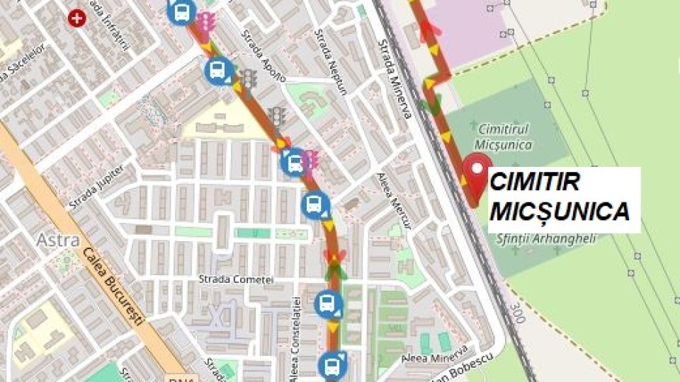 Linie RATBV spre cimitirele Micșunica