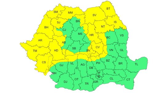 O parte din județul Brașov, sub cod galben de vijelii