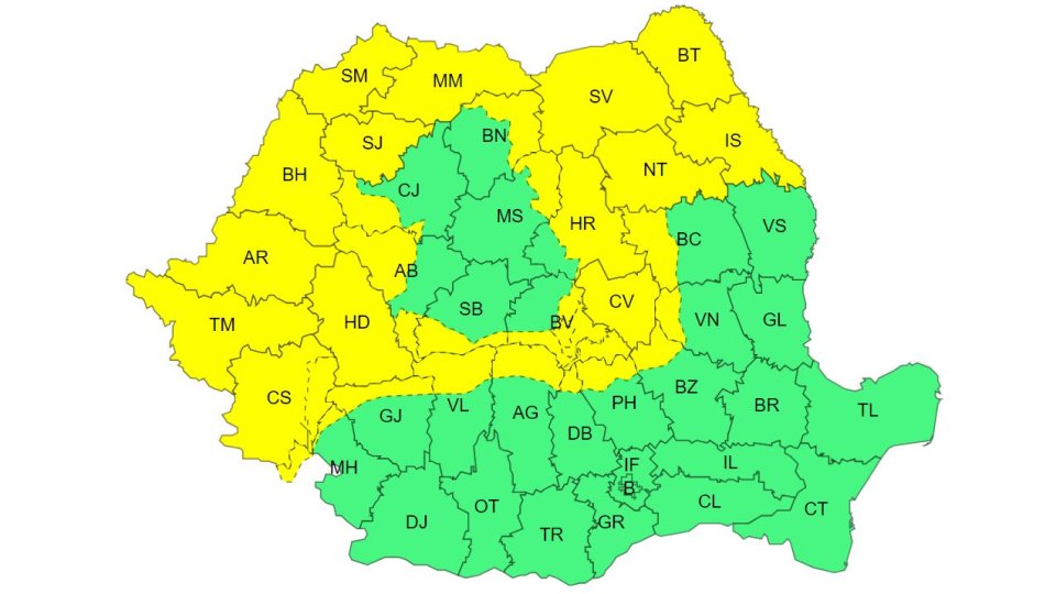 O parte din județul Brașov, sub cod galben de vijelii