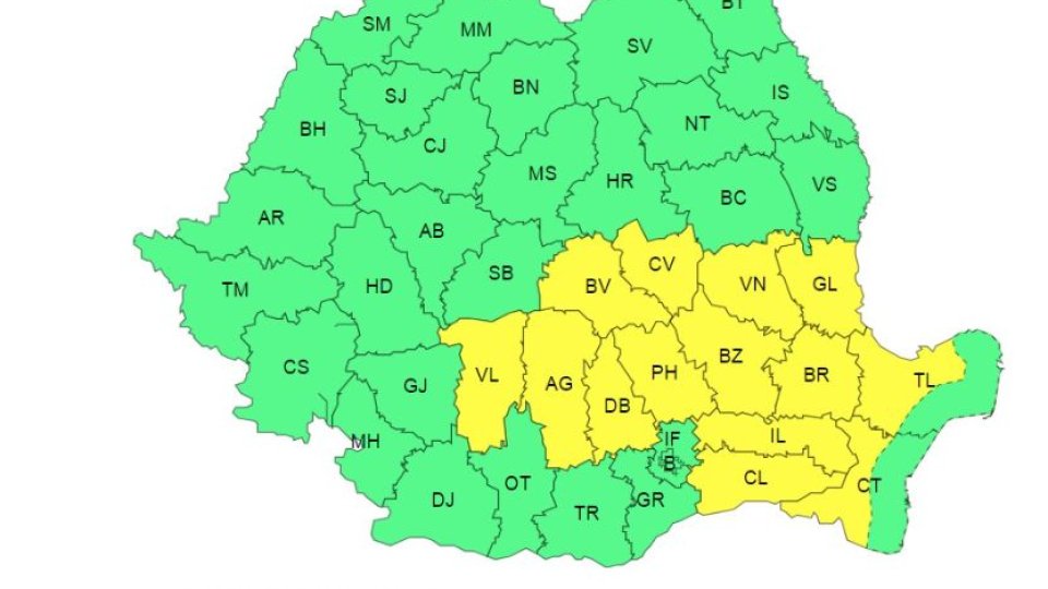 Avertizare meteo COD GALBEN de ploi torențiale