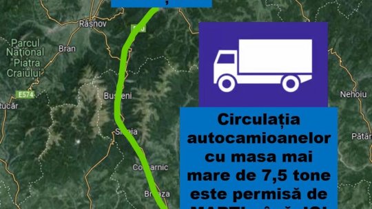 S-a ridicat restricția de tonaj pe DN1, Ploiești – Brașov, pe perioada închiderii circulației pe Valea Oltului!