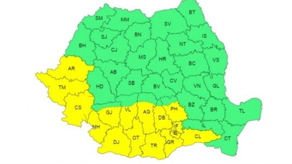 Cod galben de caniculă în 15 judeţe şi în Bucureşti