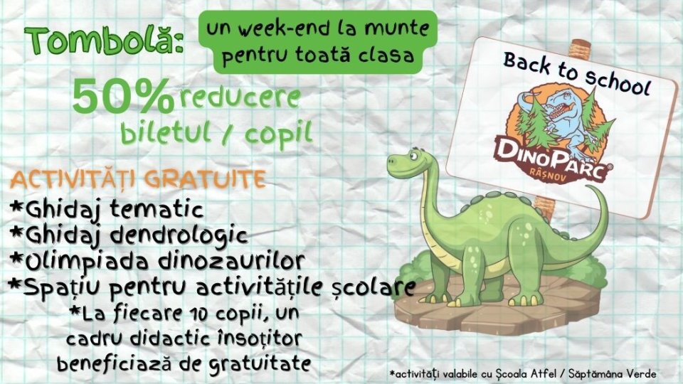 "Școala Altfel" de la Dino Parc Râșnov premiază copiii cu un weekend la munte!