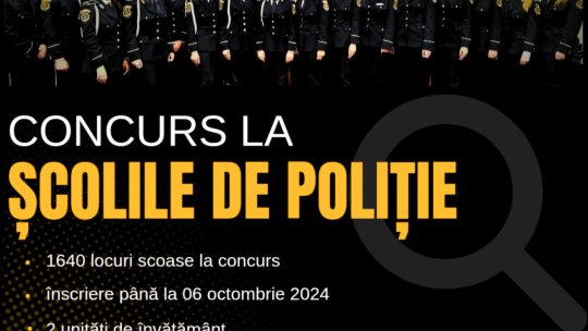 Peste 1600 de locuri scoase la concurs în școlile de poliție