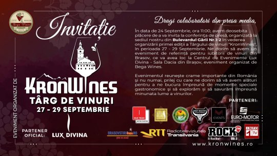 Prima ediție a Târgului de vinuri KronWines va avea loc în acest weekend, la Brașov