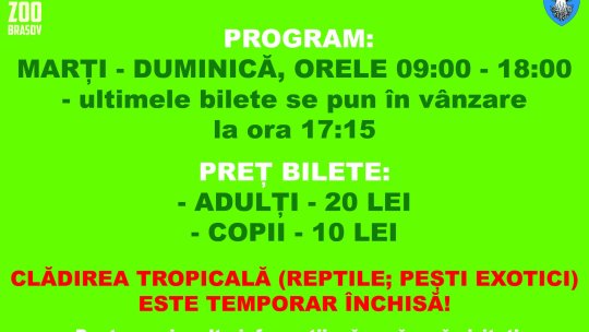 Grădina Zoologică Brașov revine la programul de iarnă