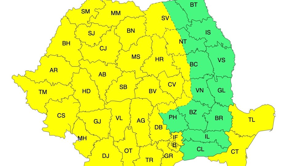 COD GALBEN de vânt puternic, până sâmbătă dimineață