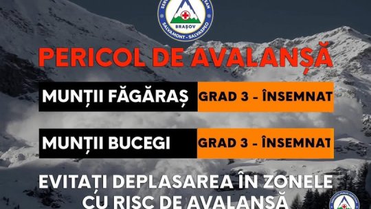 Pericol de avalanșă în Munții Făgăraș și Bucegi
