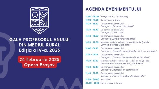 ”Gala Profesorul Anului din mediul rural” are loc la Brașov