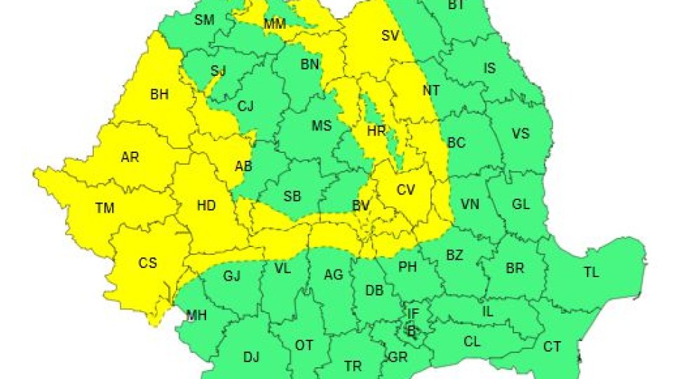 Cod galben de vijelii, până luni seara, la Brașov