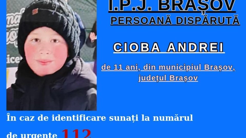 Copil căutat de polițiștii brașoveni