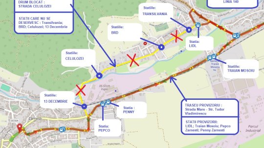 Autobuzele 140, Brașov – Zărnești, traseu deviat până în 25 aprilie