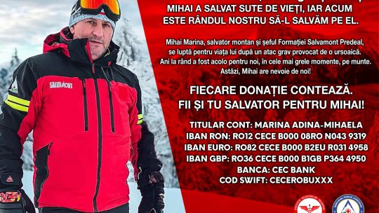 Salvamontistul din Predeal rănit grav de o ursoaică are nevoie de ajutor. Campanie umanitară – „Fii și tu salvator pentru Mihai”