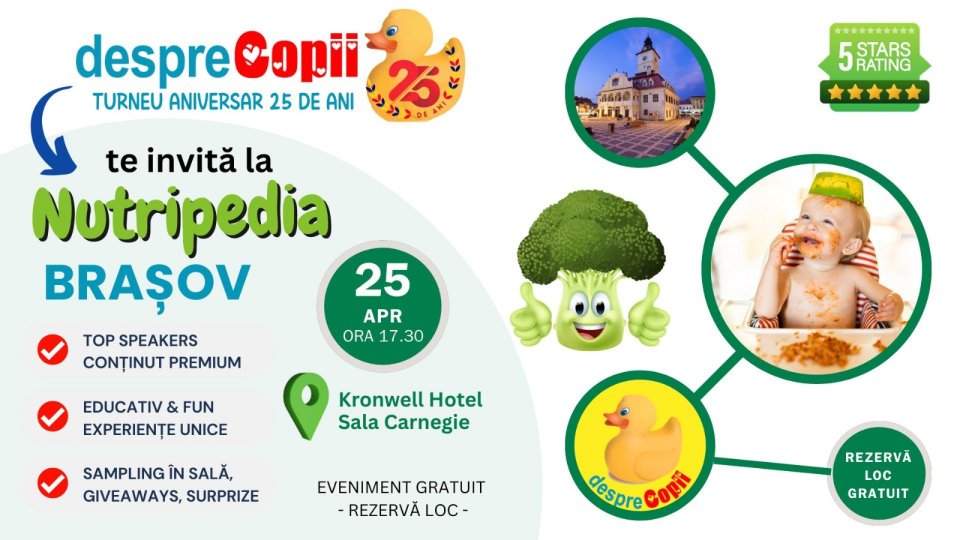 „Nutripedia” și „Odiseea sarcinii”, în acest sfârșit de săptămână la Brașov
