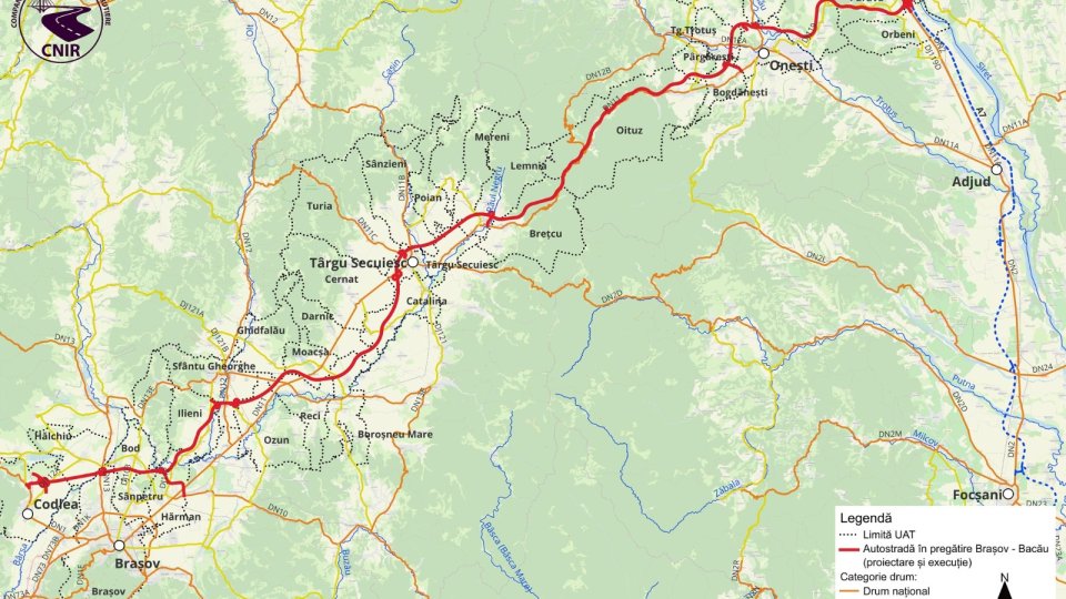 Autostrada A13 Brașov-Bacău, în grafic