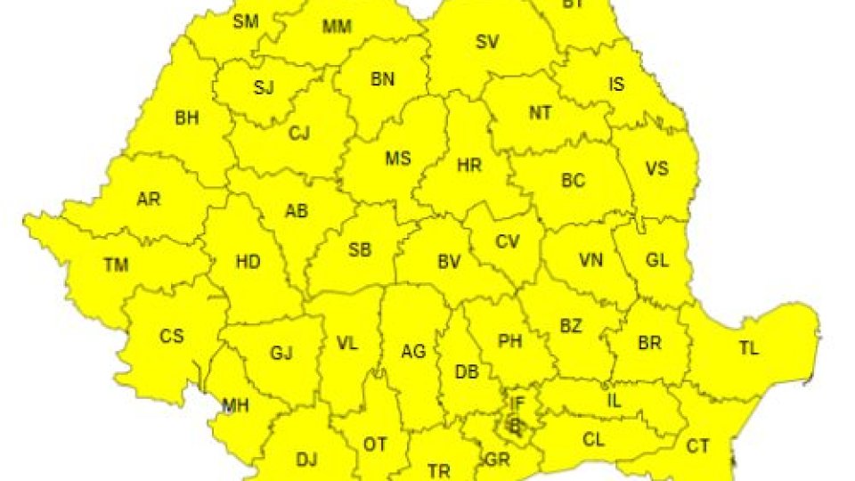 COD GALBEN de vânt și ploi în toată țara
