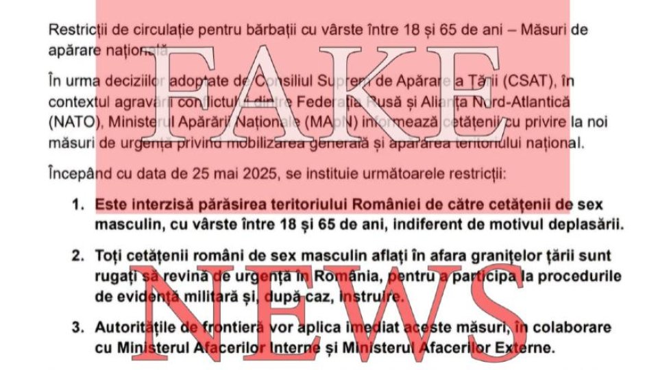 Fake News. Două noi încercări de dezinformare pe subiecte care vizează apărarea și securitatea națională
