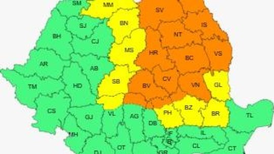 Coduri galben şi portocaliu de ploi torențiale, în 23 de judeţe, până joi