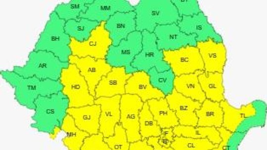 Cod galben de vreme instabilă în majoritatea regiunilor