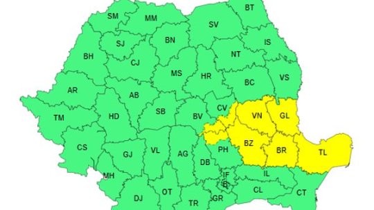 COD GALBEN de averse torențiale în sud-estul județului Brașov