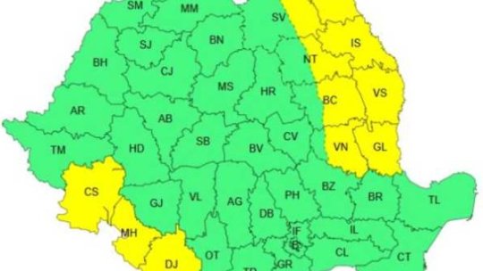 Cod galben de vânt puternic în 11 județe