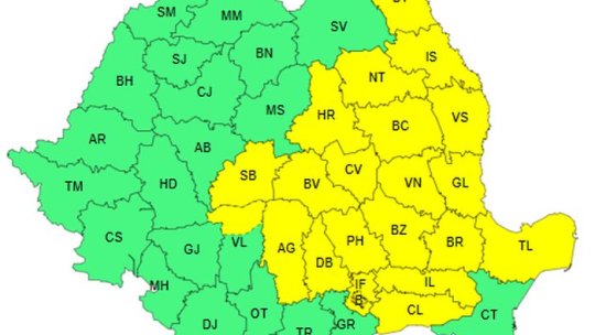 Cod galben de averse torențiale în jumătate de țară
