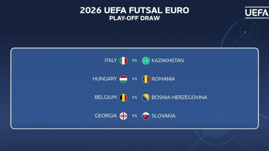 Futsal: România - Ungaria, în playoff-ul pentru Campionatul European