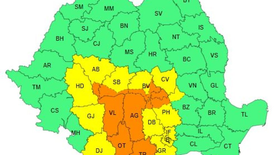 Cod portocaliu de instabilitate atmosferică, în zona montană a județului Brașov