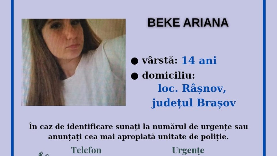 Minoră de 13 ani, căutată de polițiștii brașoveni