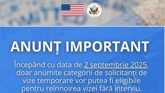 Modificări în acordarea vizelor de călătorie în Statele Unite ale Americii
