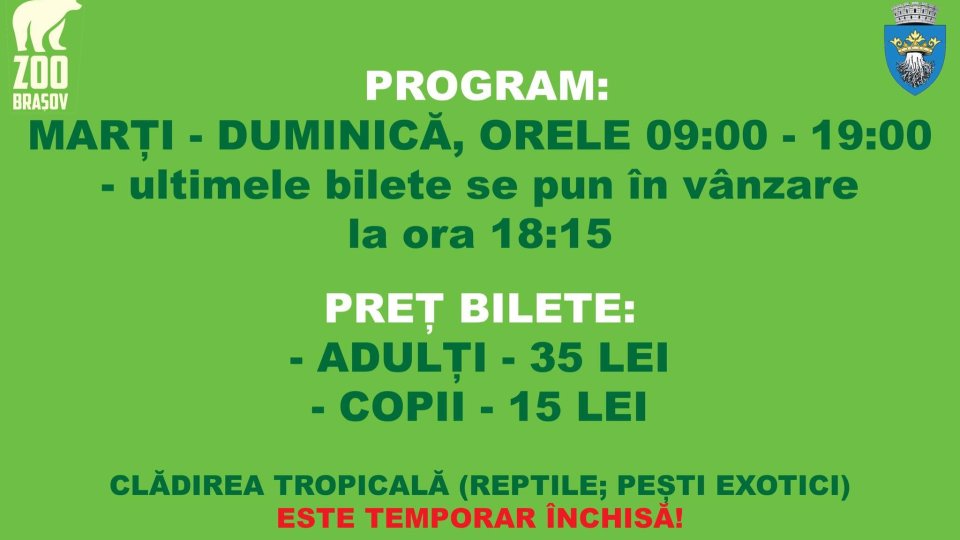 Zoo Brașov își schimbă programul de vizitare