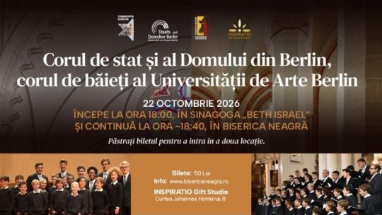 Concert Corul de Stat și al Domului din Berlin la Sinagoga „Beth Israel” și la Biserica Neagră