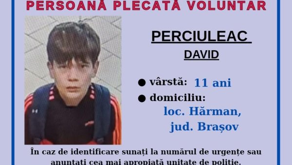 Copil de 11 ani, din Hărman, căutat de polițiști după ce a plecat de la domiciliu