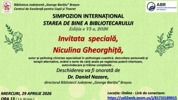 Simpozion internațional la Brașov: „Starea de bine a bibliotecarului” ajunge la ediția a VI-a