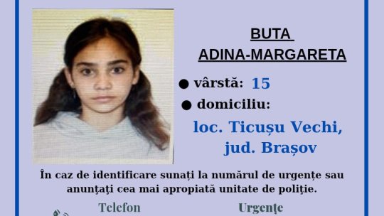 Minoră de 15 ani, căutată de polițiștii brașoveni