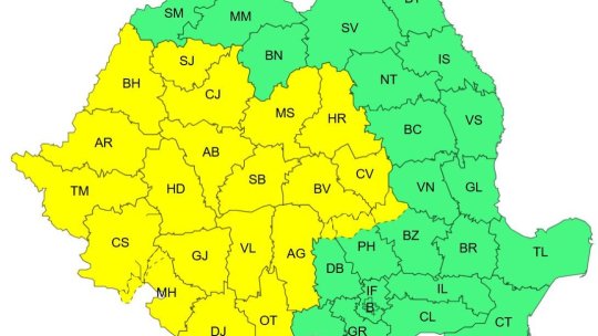ANM a emis avertizări de instabilitate atmosferică pentru două zile consecutive. Ploi torențiale, vijelii și grindină în mai multe regiuni ale țării