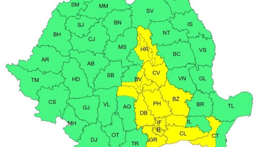 Cod galben de vreme instabilă în zone din 12 județe, printre care și Brașovul
