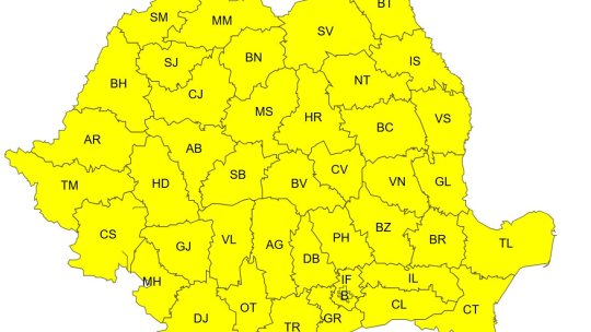 Cod galben de vreme instabilă şi de caniculă