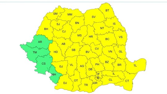COD GALBEN de vreme severă, miercuri și joi, în aproape toată țara!