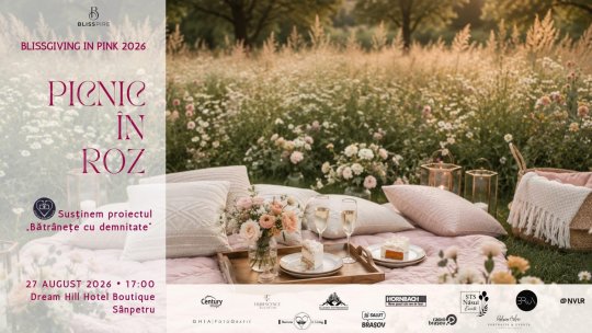 Picnic în roz, la apus, pentru deschiderea primului magazin social penru vârstnici